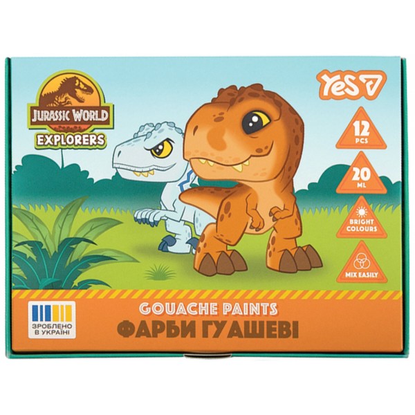 Фото - Краски YES Jurassic World.Kids 12 цв. 20 мл (230443)